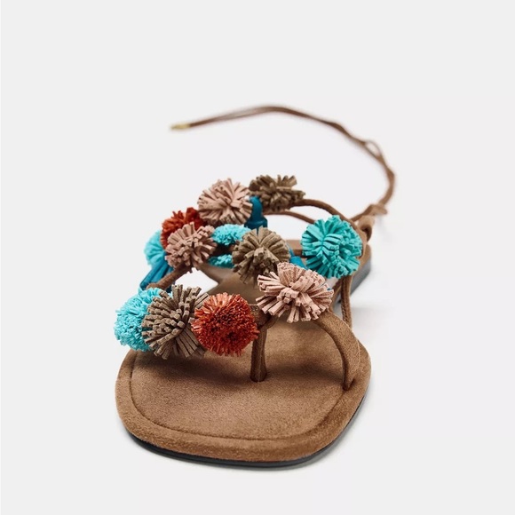 New Zara beaded strappy sandals in U.S. size 8 - Picture 3 of 5